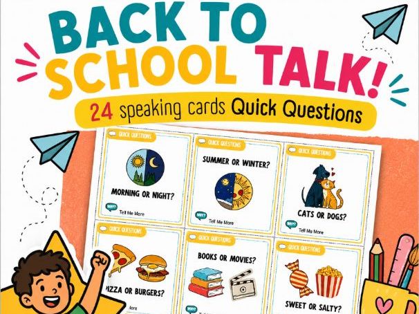 Back to School Talk! –Quick Questions | ESL Icebreaker Speaking Activity