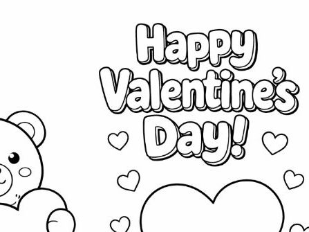 St Valentine's Day Card Colouring Template