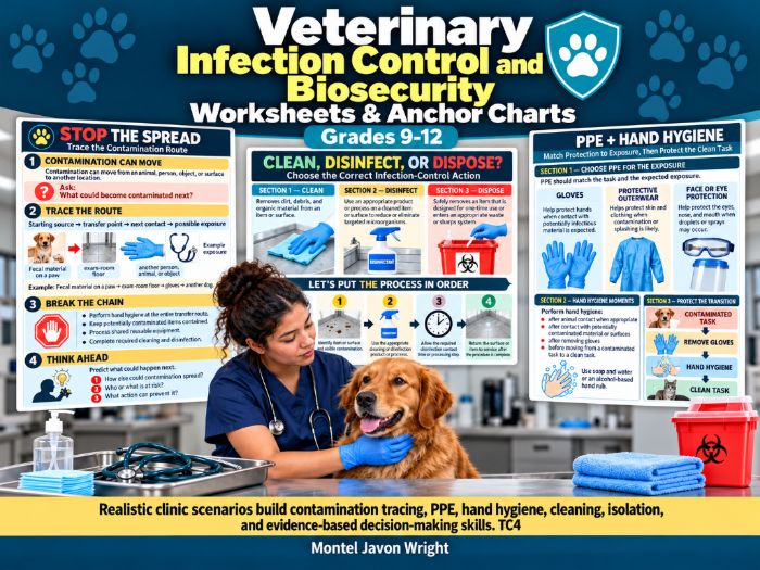 Veterinary Infection Control & Biosecurity Worksheets and Anchor Charts | Grades 9–12