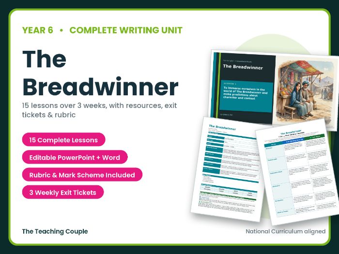 The Breadwinner | Year 6 English Unit | 15 Complete Lessons + Resources + Mark Scheme