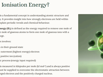 AS Level Chemistry - Unit 1.4 Ionisation energy