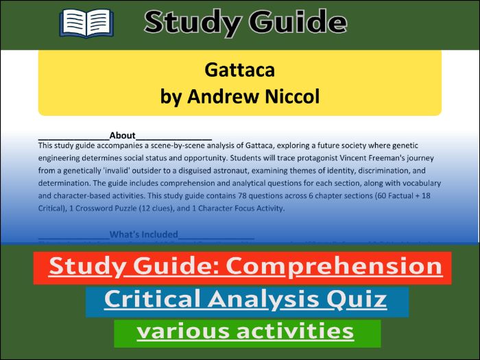 Study Guide for :Gattaca by Andrew Niccol  & Comprehension Test