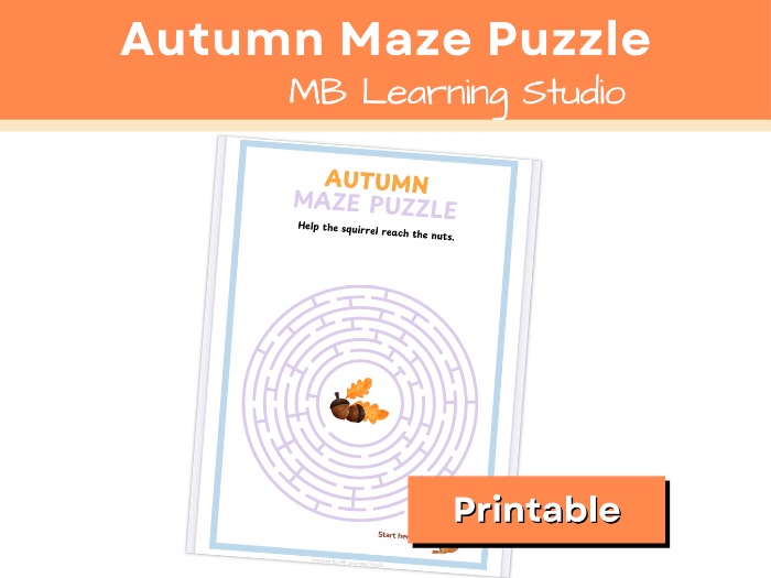Autumn Maze Puzzle – Help the Squirrel Find the Nut