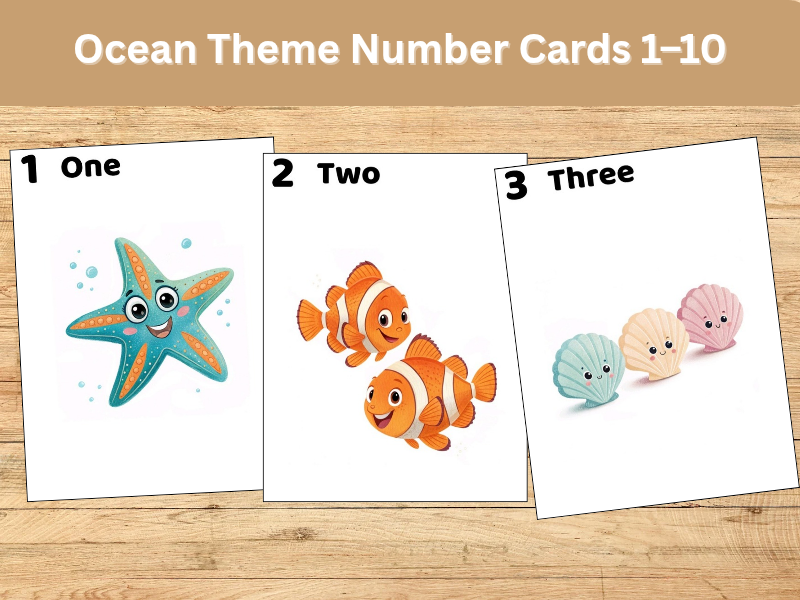 Ocean Theme Number Cards 1–10 | EYFS & KS1 Maths Display