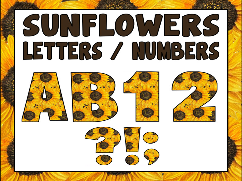 SUNFLOWERS DISPLAY LETTERING - LETTERS AND NUMBERS