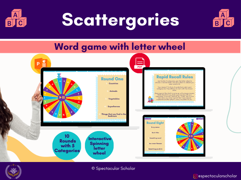 Scattergories | PowerPoint | Rapid Recall | word game | 10 Rounds |