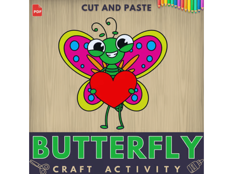 Butterfly Craft Activity | Valentine's Day Cut and Paste Insect Craft for Kids