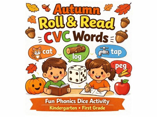 Autumn CVC Roll and Read Game – Phonics Fluency Activity
