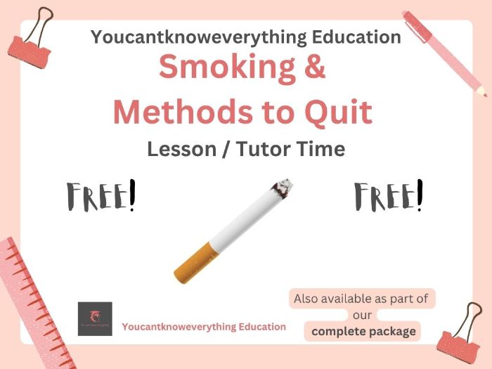 Smoking and methods to quit PSHE Lesson