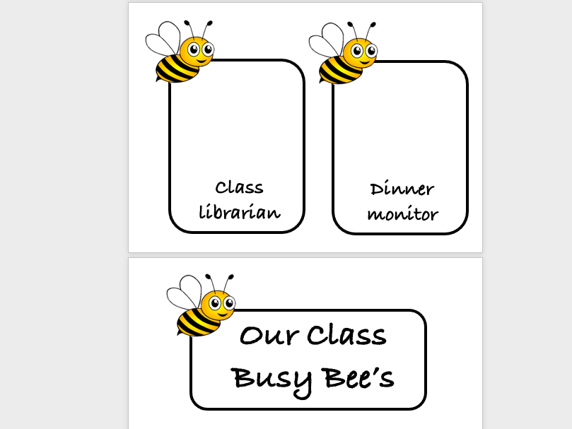 Bee class jobs and name labels