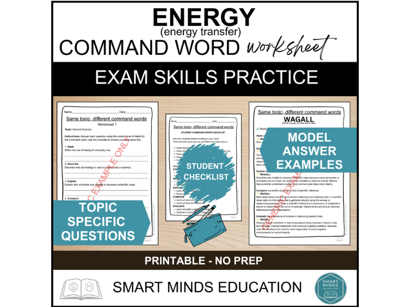 ENERGY TRANSFER | PHYSICS REVISION WORKSHEET | SCIENCE EXAM PRACTICE | COMMAND WORDS