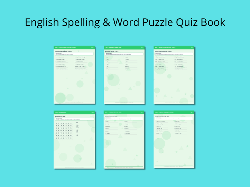 English Spelling & Word Puzzle Quiz Book
