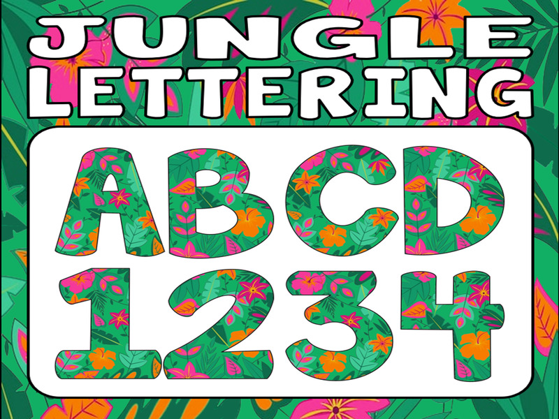 Jungle Themed Display Lettering - Letters Numbers Punctuation
