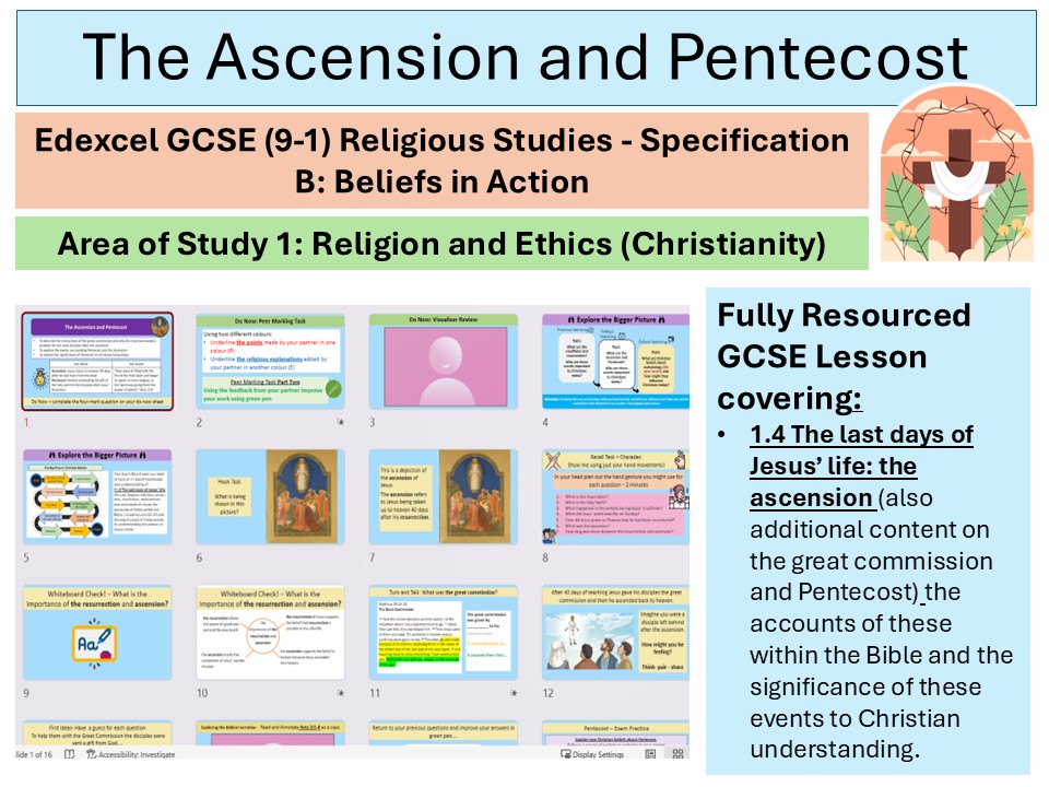 The Ascension- Lesson 8 -Christian Beliefs - Edexcel GCSE Spec B RS Religious Studies