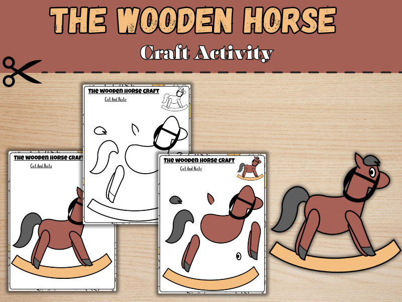 The Wooden Horse Craft | Cut and Paste Activity for Kids