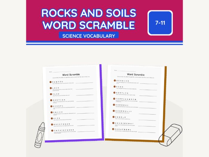 Rocks and Soils Word Scramble KS2 | 5 Sheets