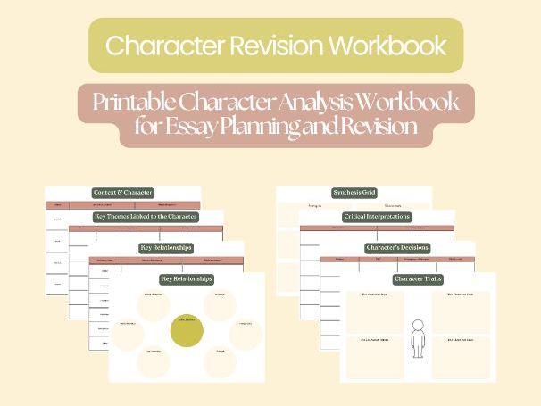 Character Essay Planning Workbook – Printable Revision Resource for GCSE & A-Level English Lit