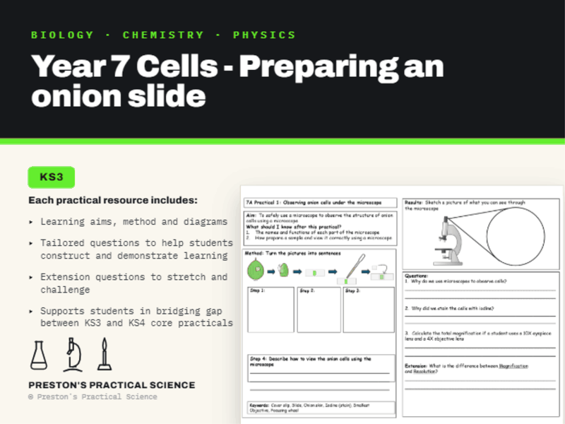 KS3 Year 7 Practical Exploring Science: Preparing an Onion Slide