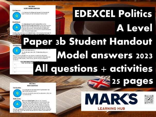 EDEXCEL A Level Politics Model Answers - Full Papers - Paper 3b Global Politics - 2023 - Handout
