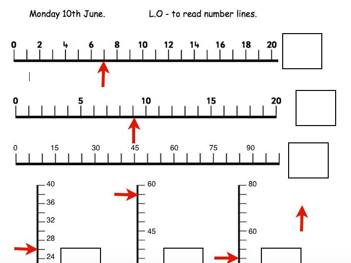 Number Lines Worksheets