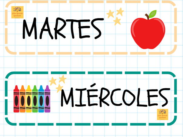 Los dias de la semana room decoration cut out posters or cut and laminate