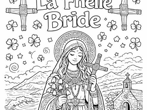 Lá Fhéile Bríde St Bridget's Day Colouring Page 1st February