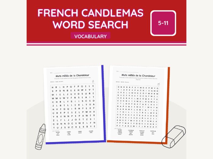 French Candlemas Word Search Puzzles | 8 pp