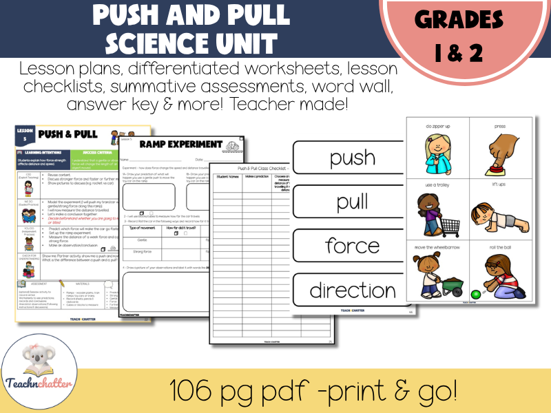 Push and Pull Forces Science Unit - KS1 Science Lessons & Activities