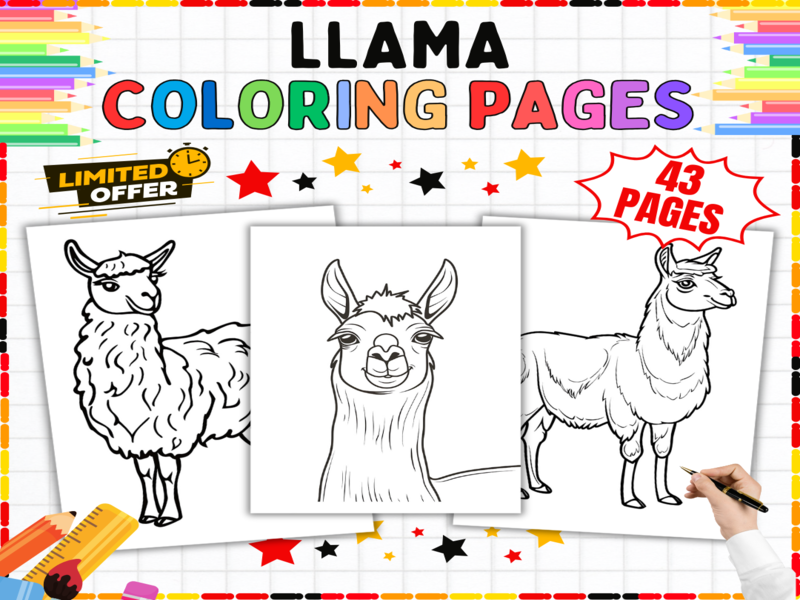 43 Llama Colouring Pages | Farm Animals Activities | Fun Printable Worksheets for Young Learners