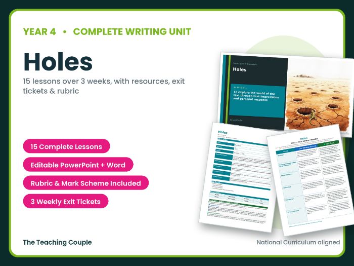 Holes | Year 4 English Unit | 15 Complete Lessons + Resources + Marking Scheme