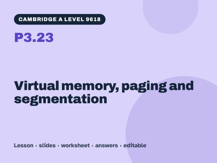 Cambridge A Level Computer Science 9618 – P3.23 Virtual memory, paging and segmentation