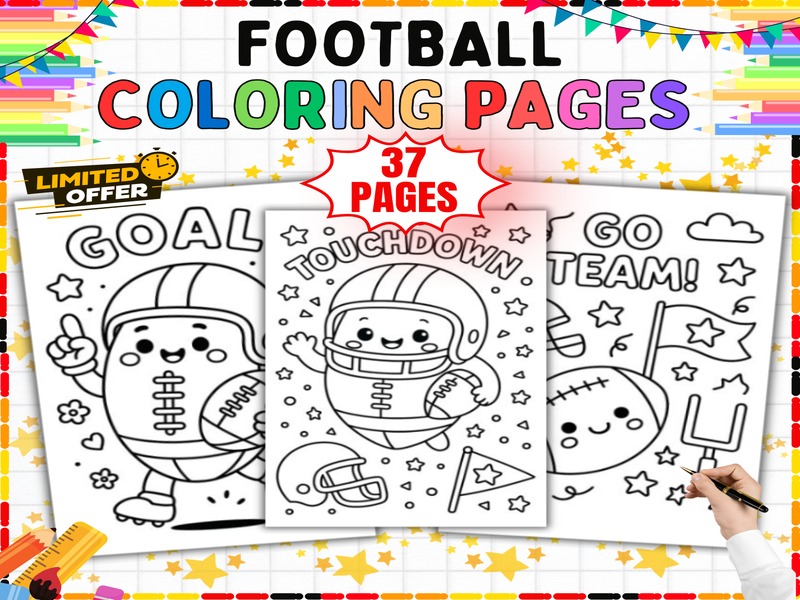 Football Coloring Pages | 37 Printable Sheets | Game Day Activity for Kids