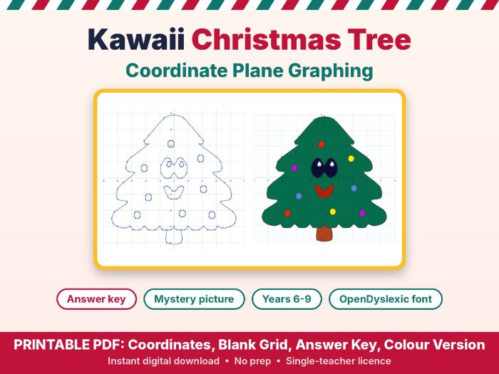 Kawaii Christmas Tree Coordinate Graphing