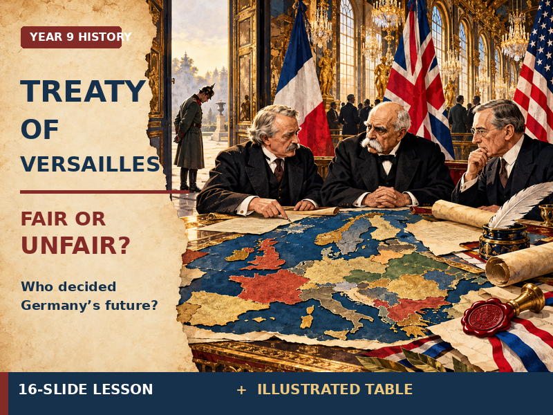 Treaty of Versailles: Fair or Unfair? | History Lesson and Printable Table
