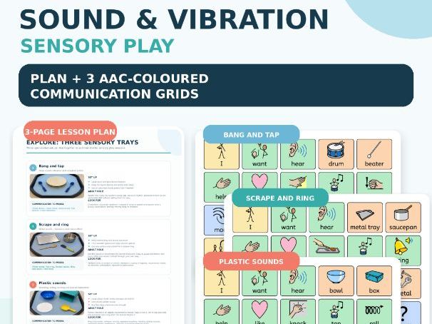 FREE PMLD SEND Sound and Vibration Sensory Lesson Plan with AAC-Coloured Widgit Communication Grids