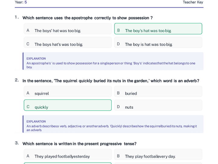 Year5 SPAG Teacher Key
