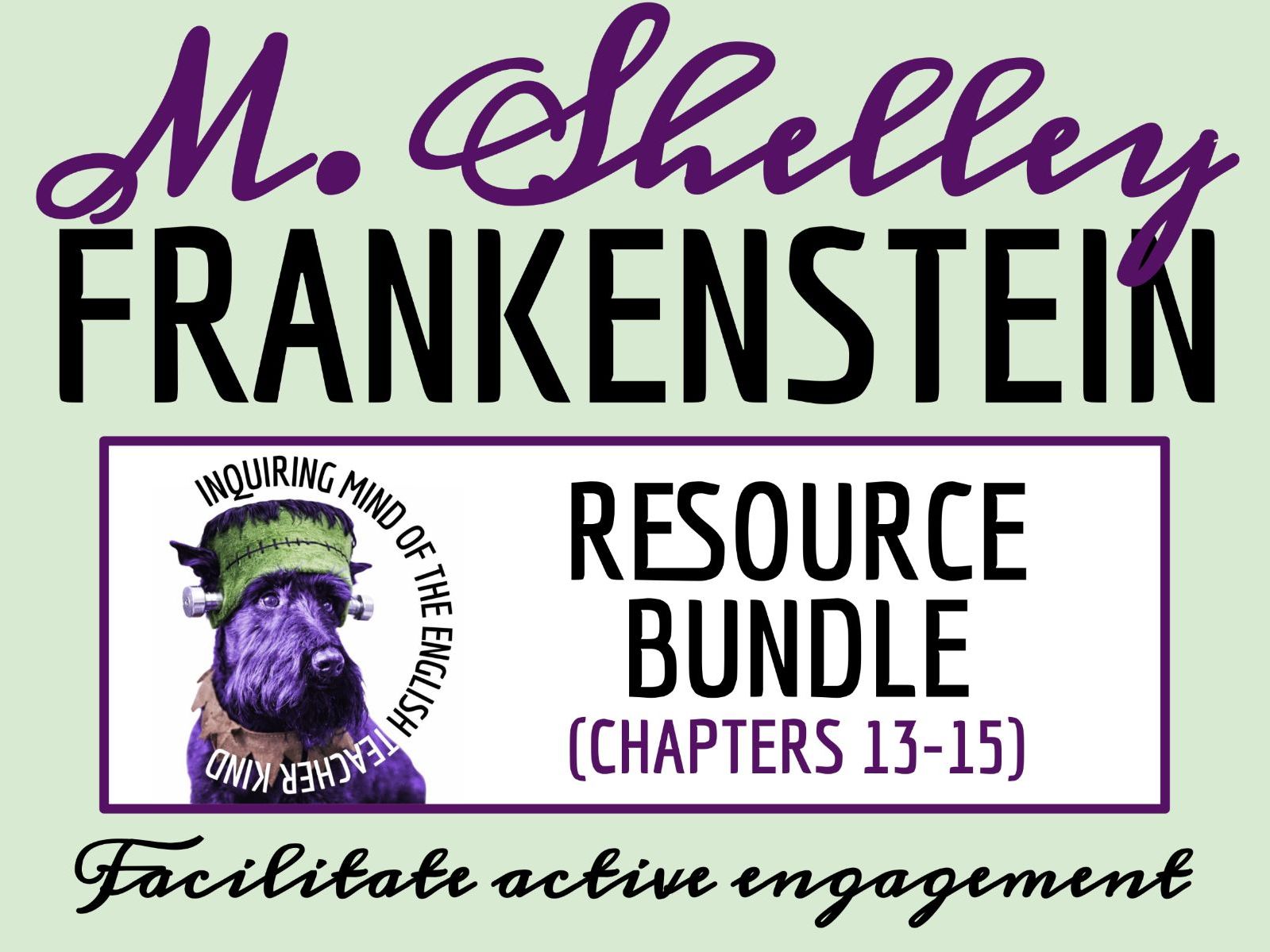 Frankenstein Chapters 13-15 Quiz, Close Reading Worksheet, and Vocabulary Games
