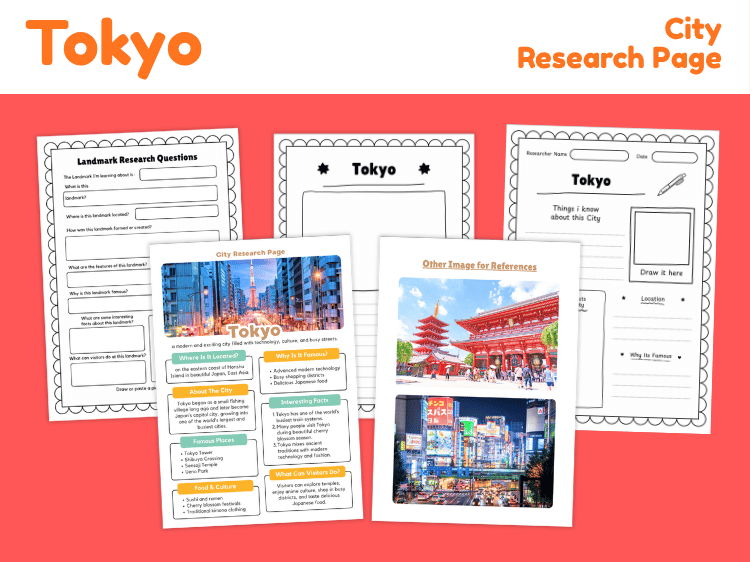 Tokyo City Research Project | Japan Geography & Landmark Worksheets