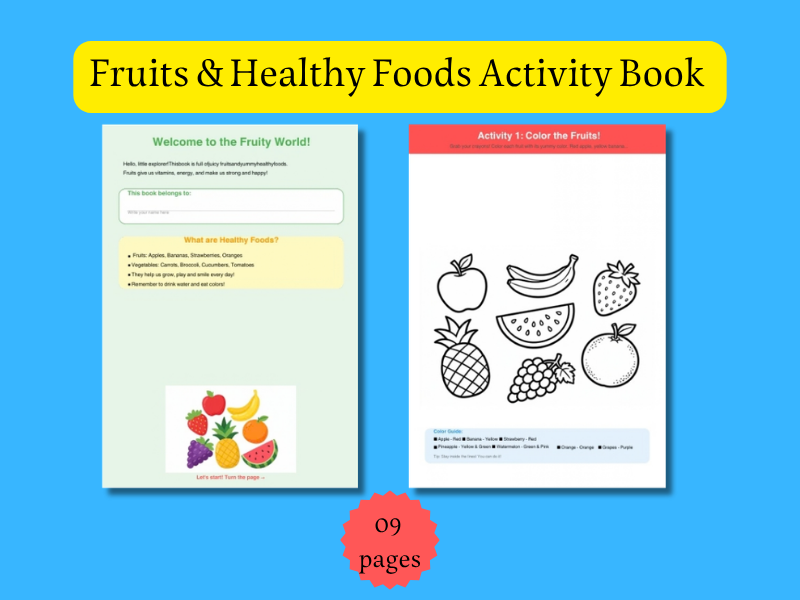 Fruits & Healthy Foods Activity Book