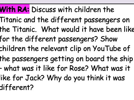 Year 2 - Titanic planning