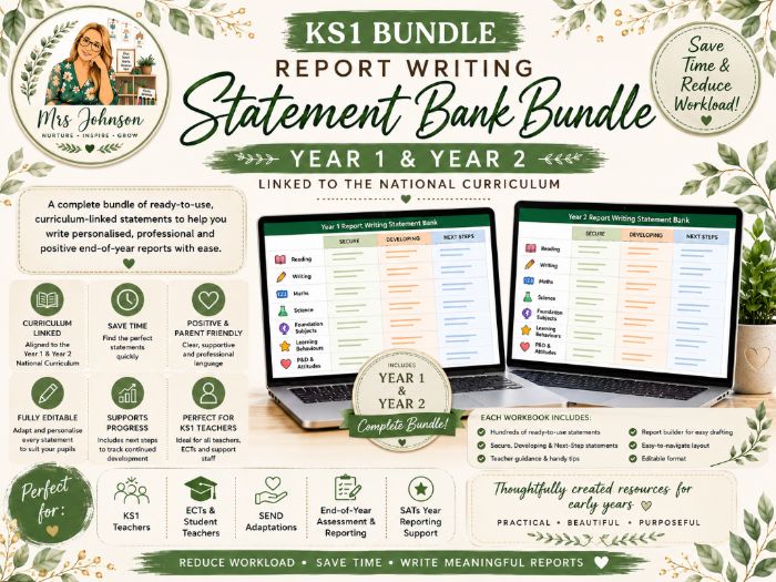 KS1 Report Writing Statement Bank Bundle