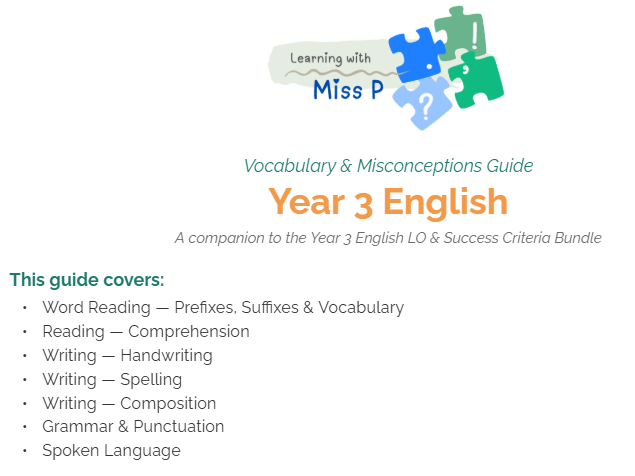 KS2 English Vocab and Misconceptions Guide