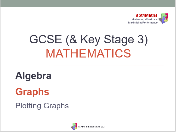 apt4Maths: PLOTTING GRAPHS PowerPoint for GCSE Maths (Lesson 4 of 11 on Graphs)