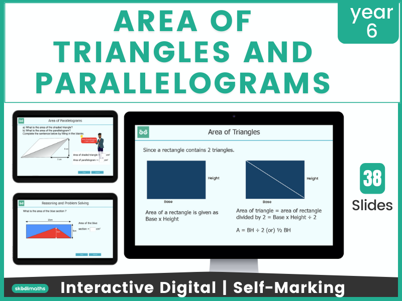 Area of Parallelogram and Triangles Year 6 Interactive Maths Lesson