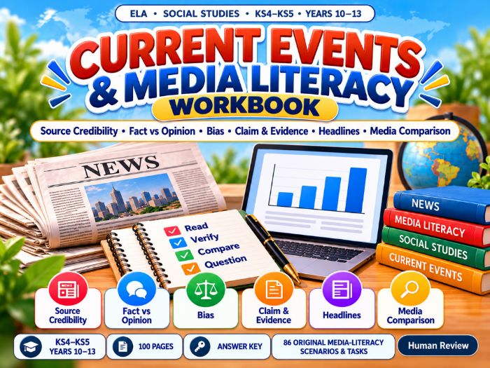 Current Events & Media Literacy Workbook | KS4–KS5 | 100 Pages