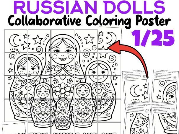 Beautiful Inside Russian Dolls Collaborative Coloring Poster | Classroom Art