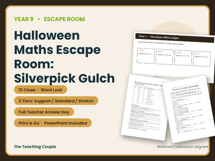 Halloween Maths Escape Room | Year 9 Review | Silverpick Gulch