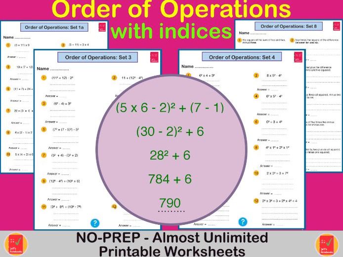 Order of Operations with Indices - BODMAS