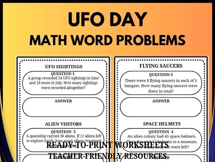 UFO Math Word Problems | Space-Themed Math Practice Grades 2–8