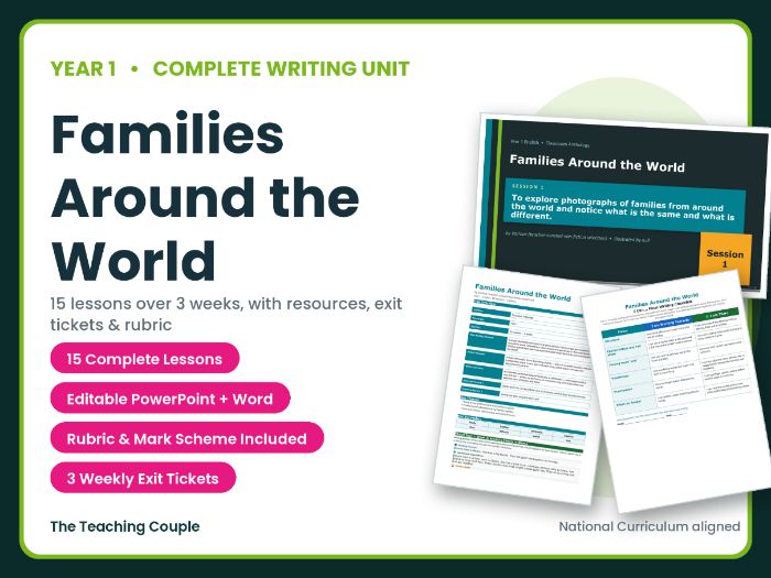 Families Around the World | Year 1 English Unit | 15 Complete Lessons + Resources + Mark Scheme